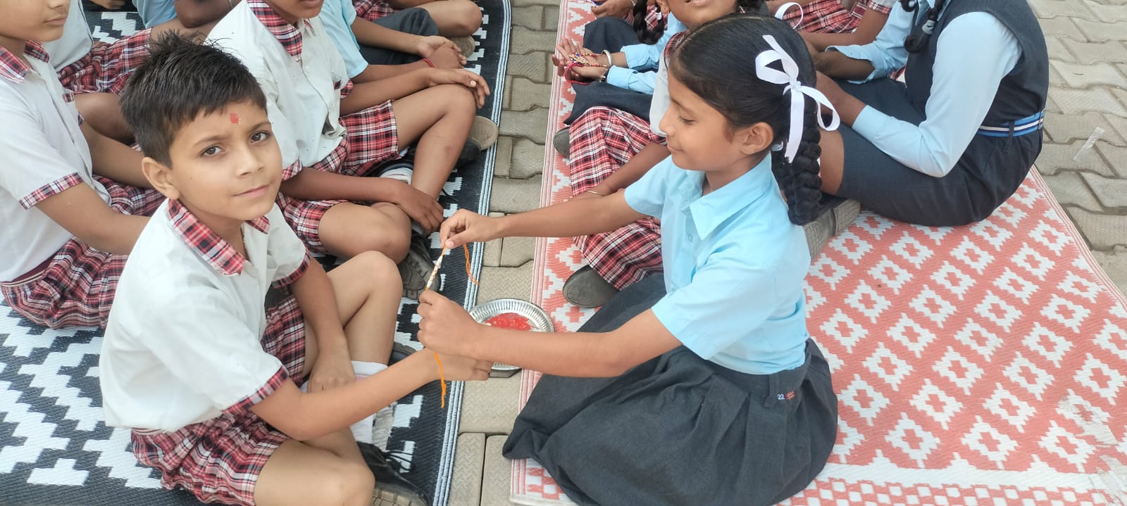 Students celebrating Rakhi